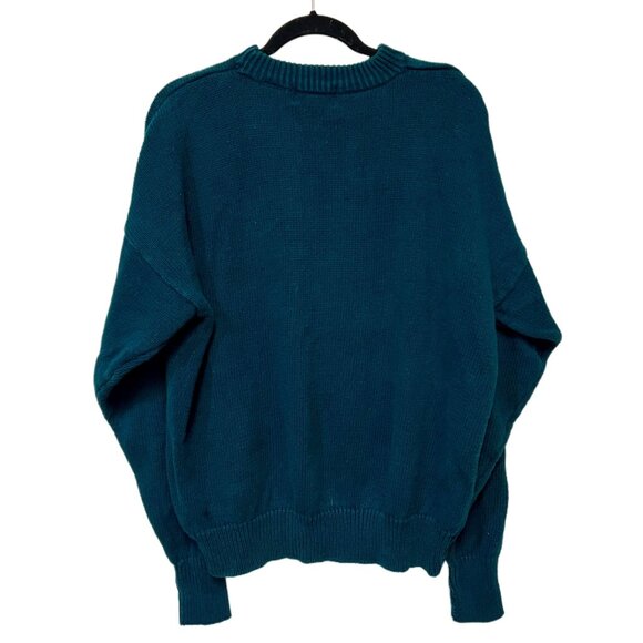 Structure Vintage Knitted Grandpa Sweater Embroidered Mock Neck Pullover Unisex - Picture 7 of 12